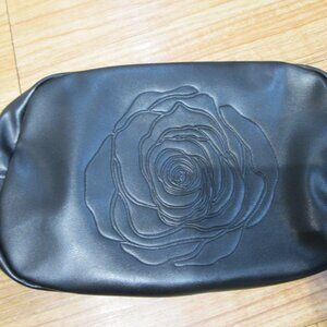 Faux Black flower Lancome zippered make up bag